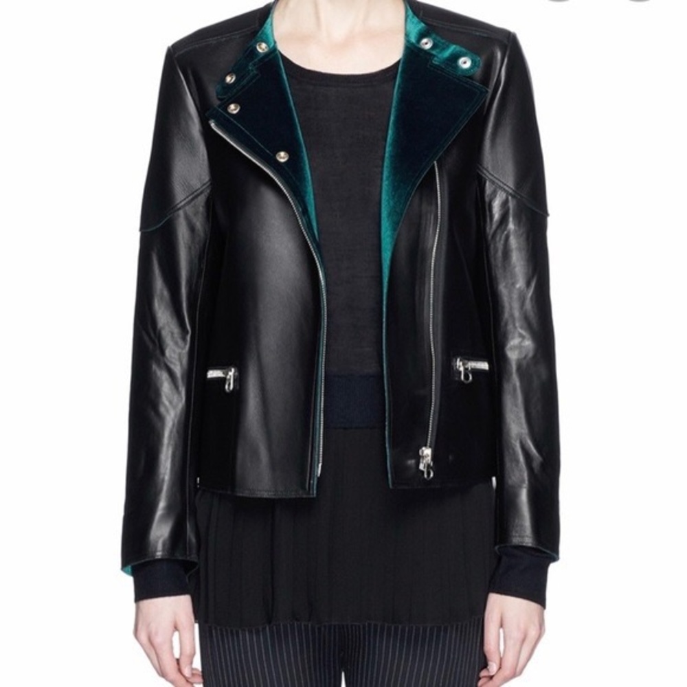 Sandro Velvet Lined Leather Jacket